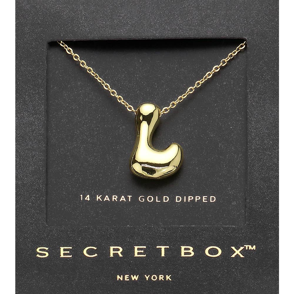 14K Gold Dipped Bubble Initial Pendant Necklace