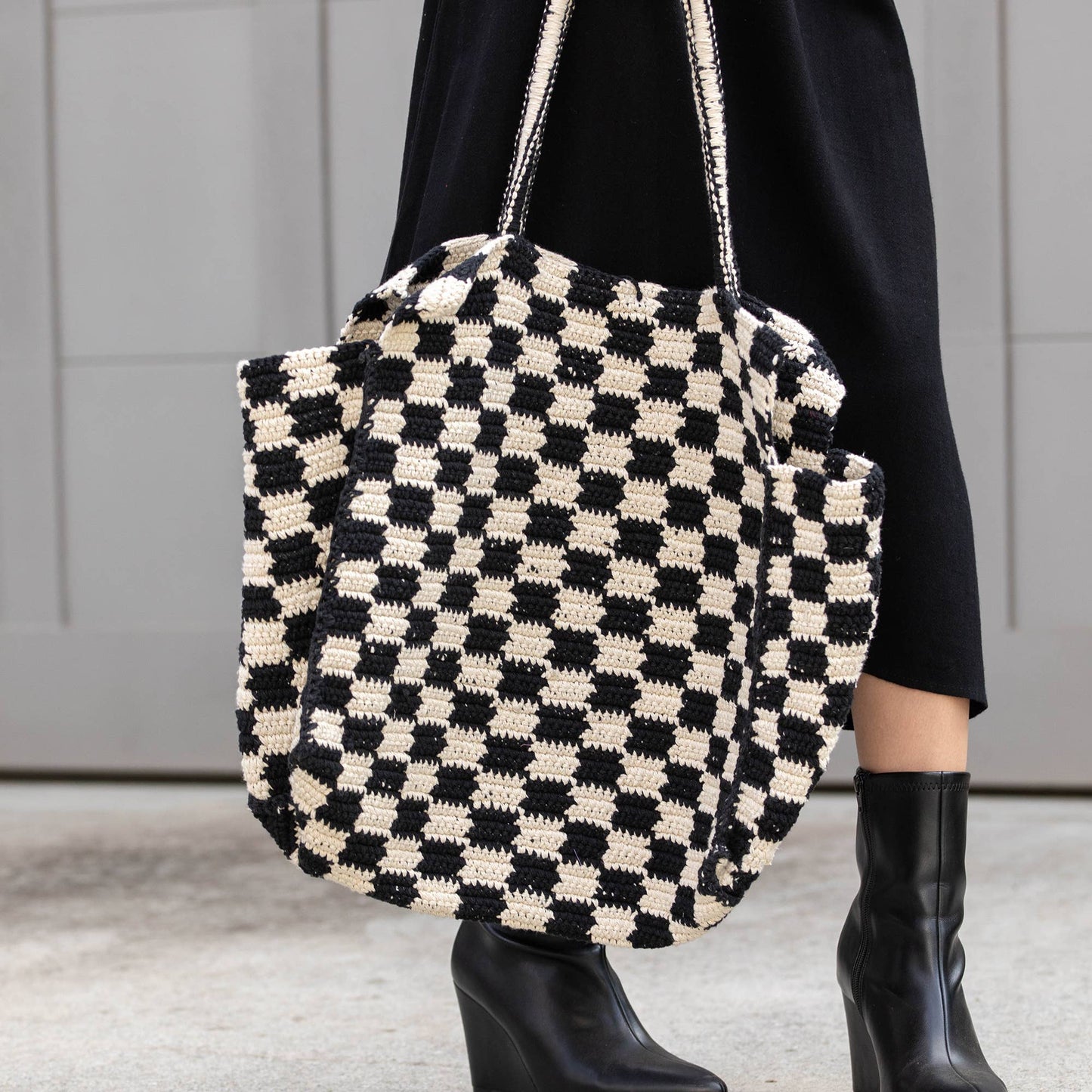 Fiona Bag - Checkered Cotton bag - Black and white