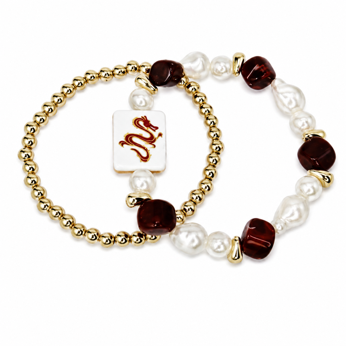 Ellison+Young Mahjong Tile Beaded Bracelet, 2-Piece Set