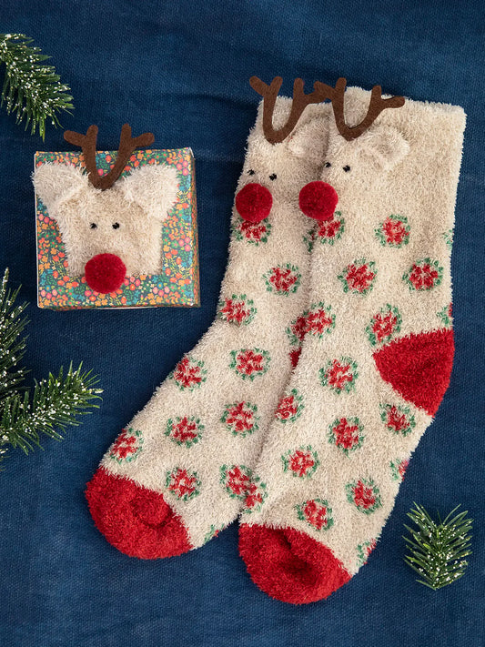 Natural Life Boxed Cozy Critter Socks-Reindeer