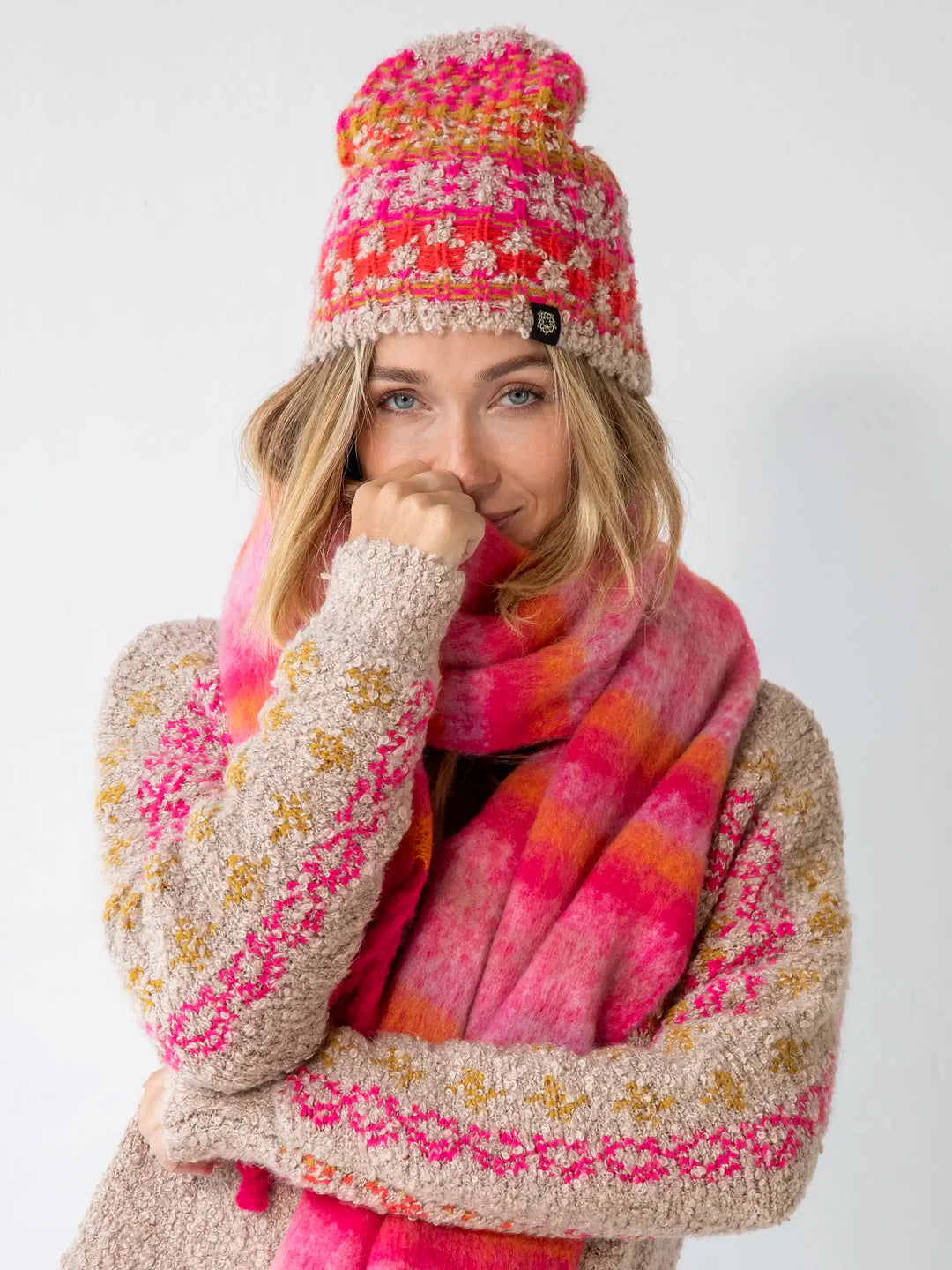 Natural Life-Calla Jacquard Beanie - Pink