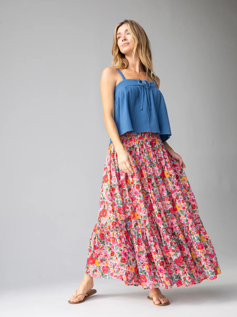 Natural Life Flora Cotton Convertible Maxi Skirt - Bright Pink Floral