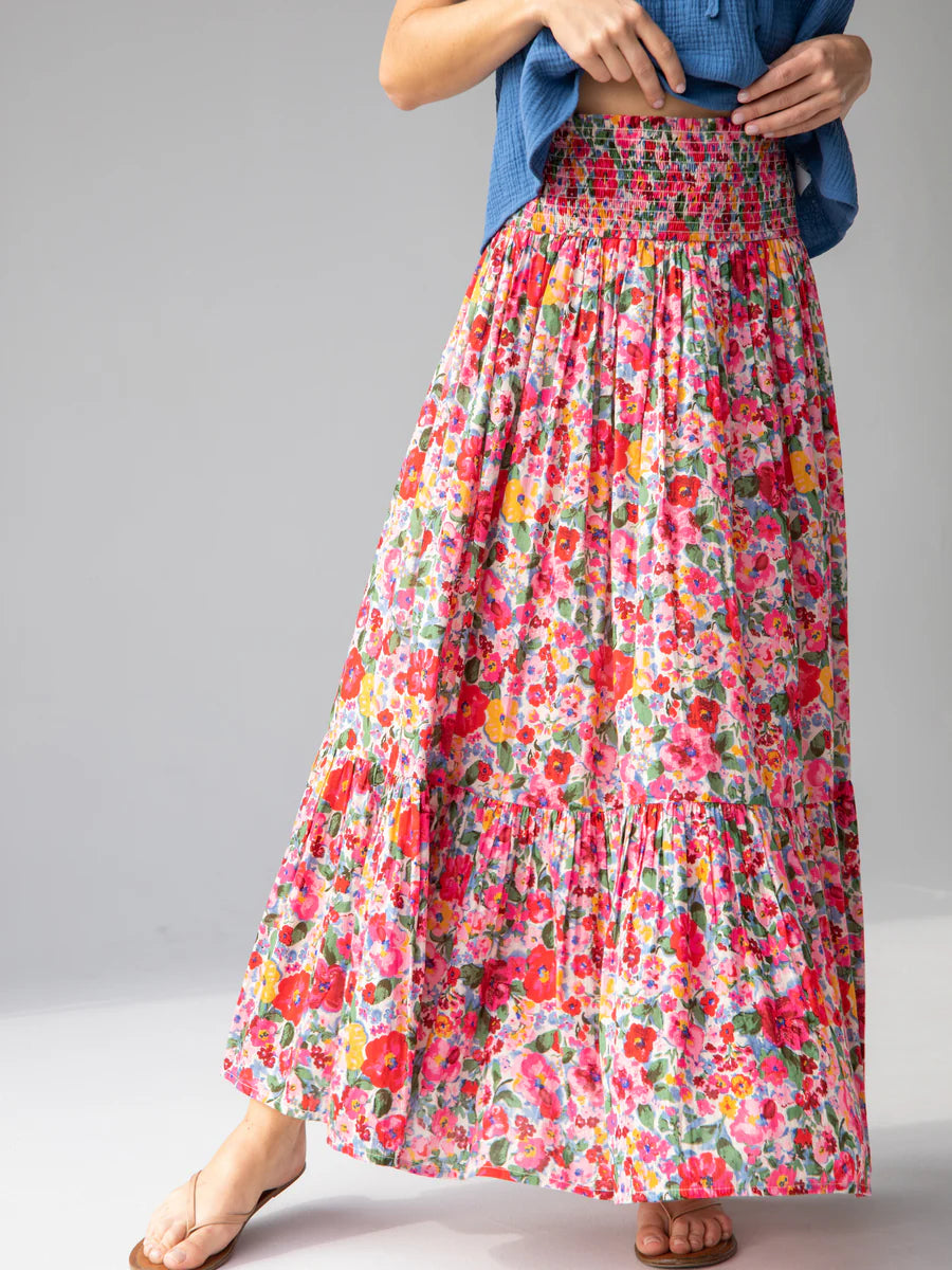 Natural Life Flora Cotton Convertible Maxi Skirt - Bright Pink Floral