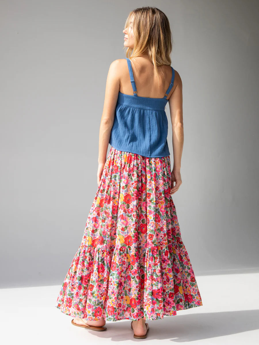 Natural Life Flora Cotton Convertible Maxi Skirt - Bright Pink Floral