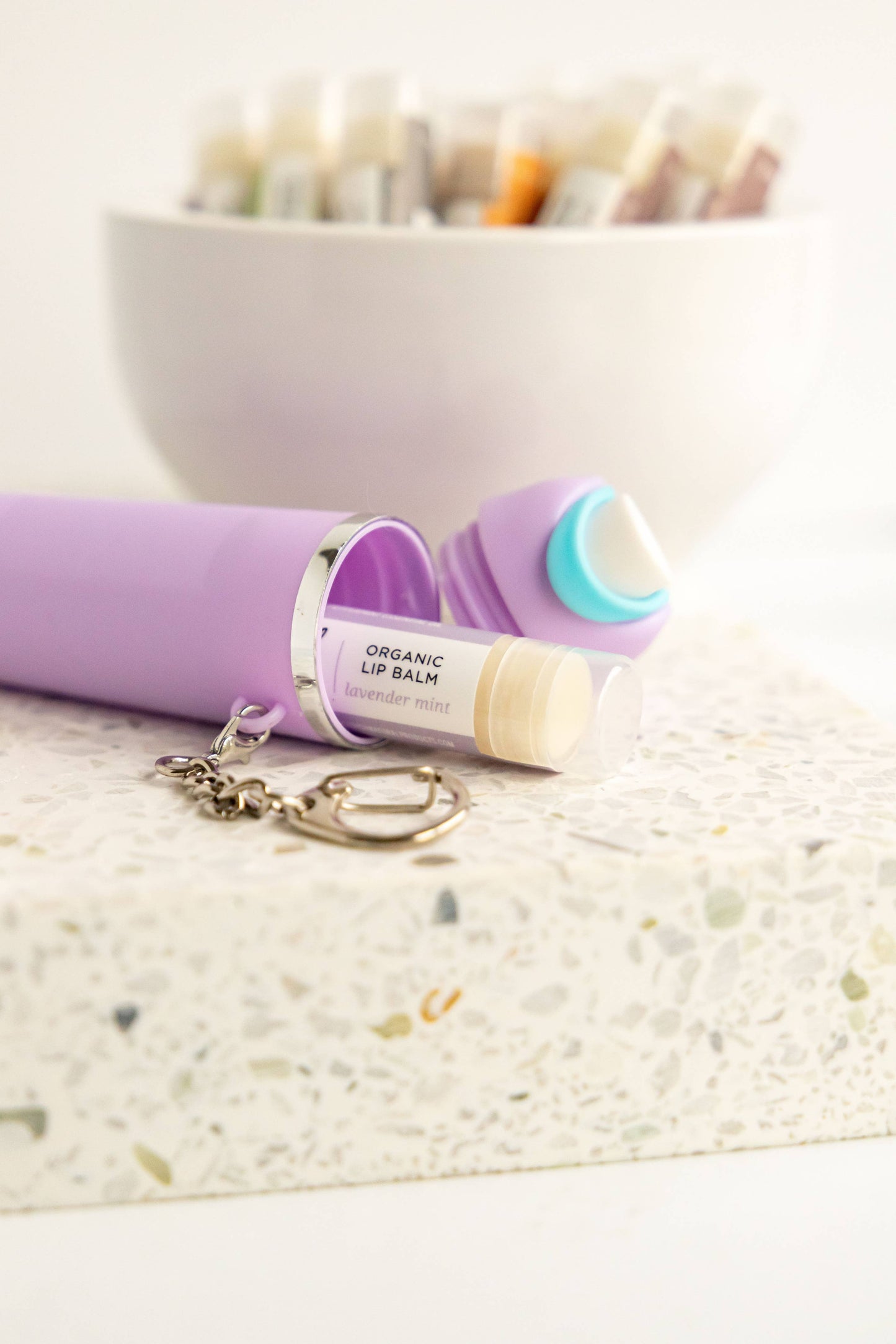Mini Owala-like Water Bottle Keychain Holder with Lip Balm
