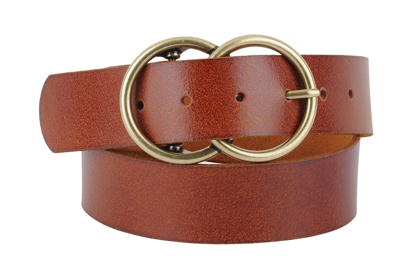 Double Circle Buckle Leather Belt