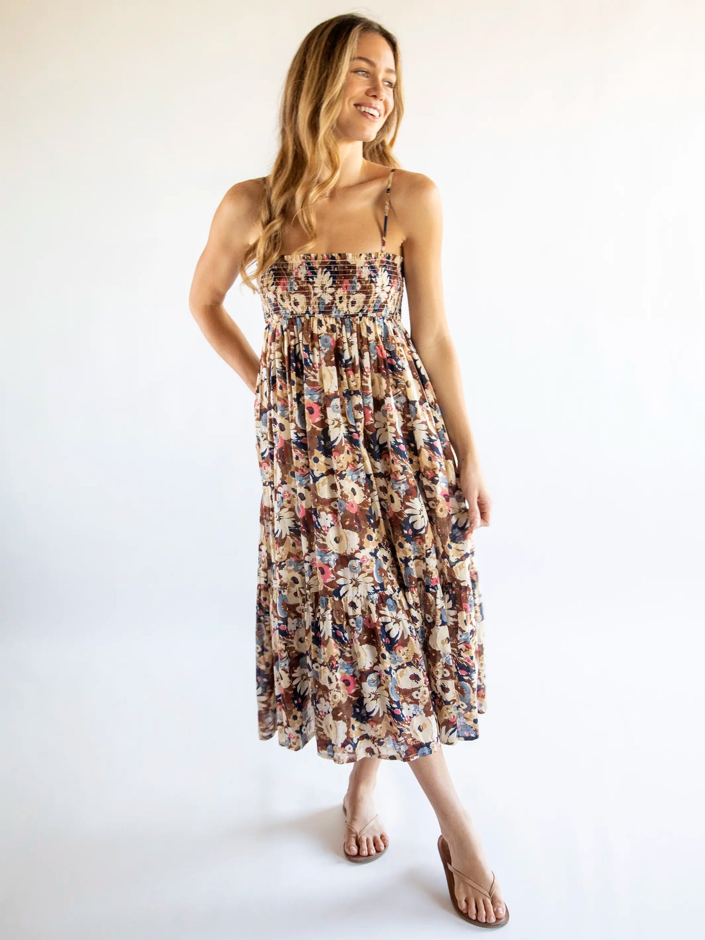 Natural Life Flora Cotton Convertible Maxi Skirt - Brown Navy Floral