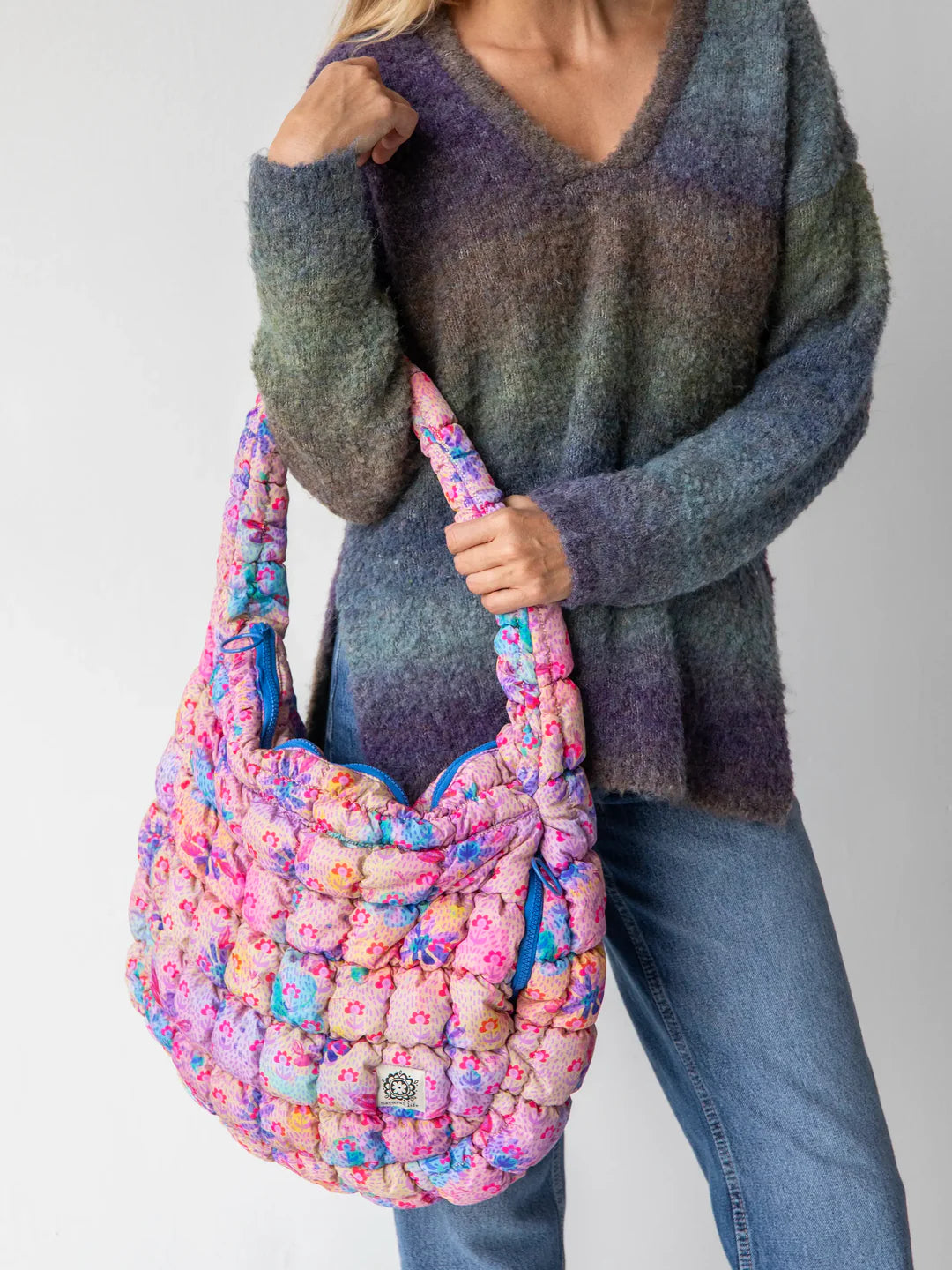 Natural Life Puffy Fit-It-All Bag-Tiny Mod Watercolor Floral