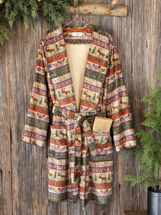 Natural Life Cozy Blanket Robe- Moose Mini