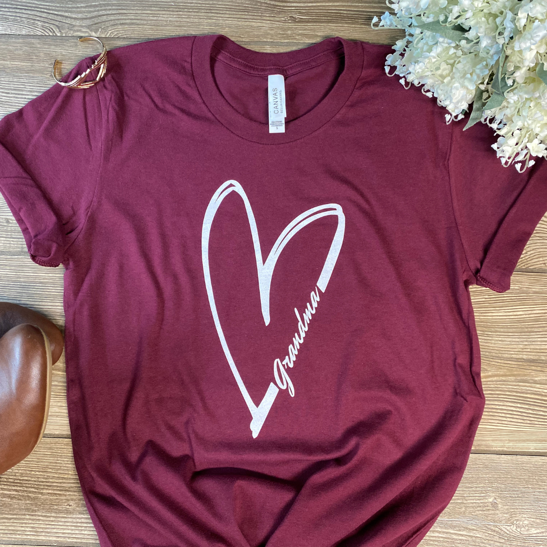 Grandma Shirt, Grandma Tee, Maroon T-Shirt For Grandma