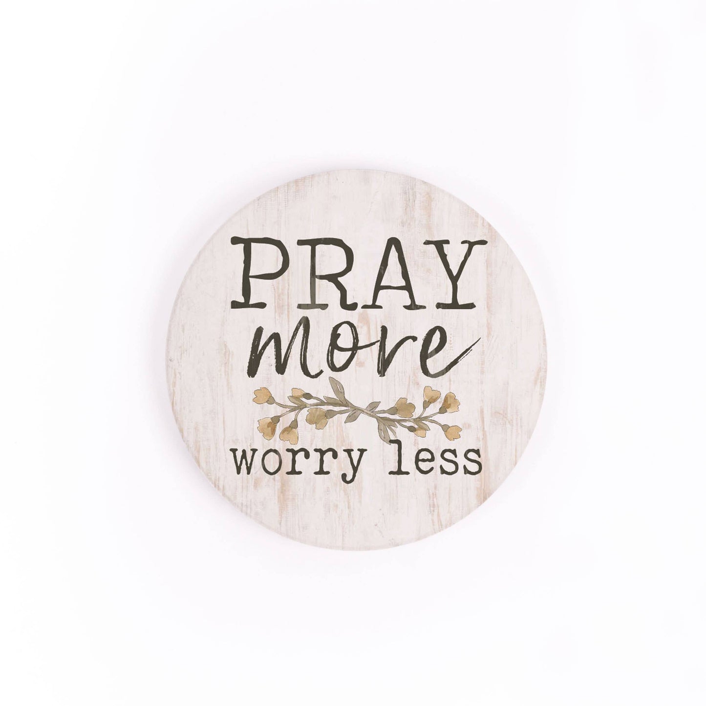 Ceramic Pray More Worry Less Car Coaster