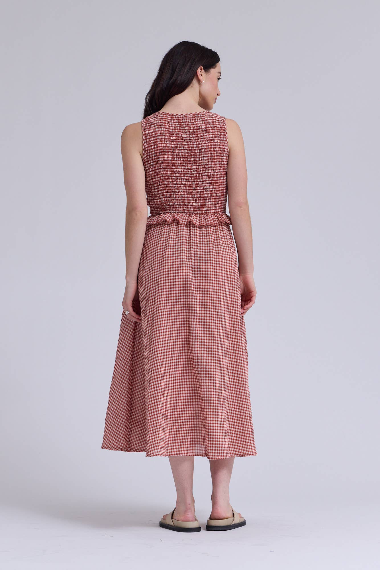 SLEEVELESS SMOCKING TOP DRESS