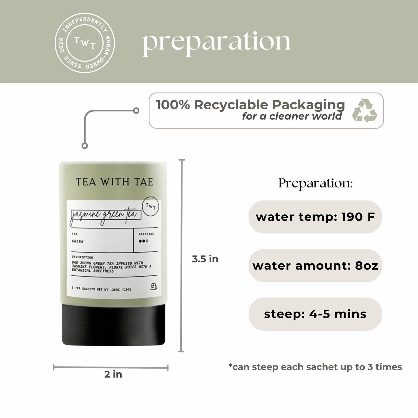 Jasmine Green Tea Mini Tube (5 tea bags)