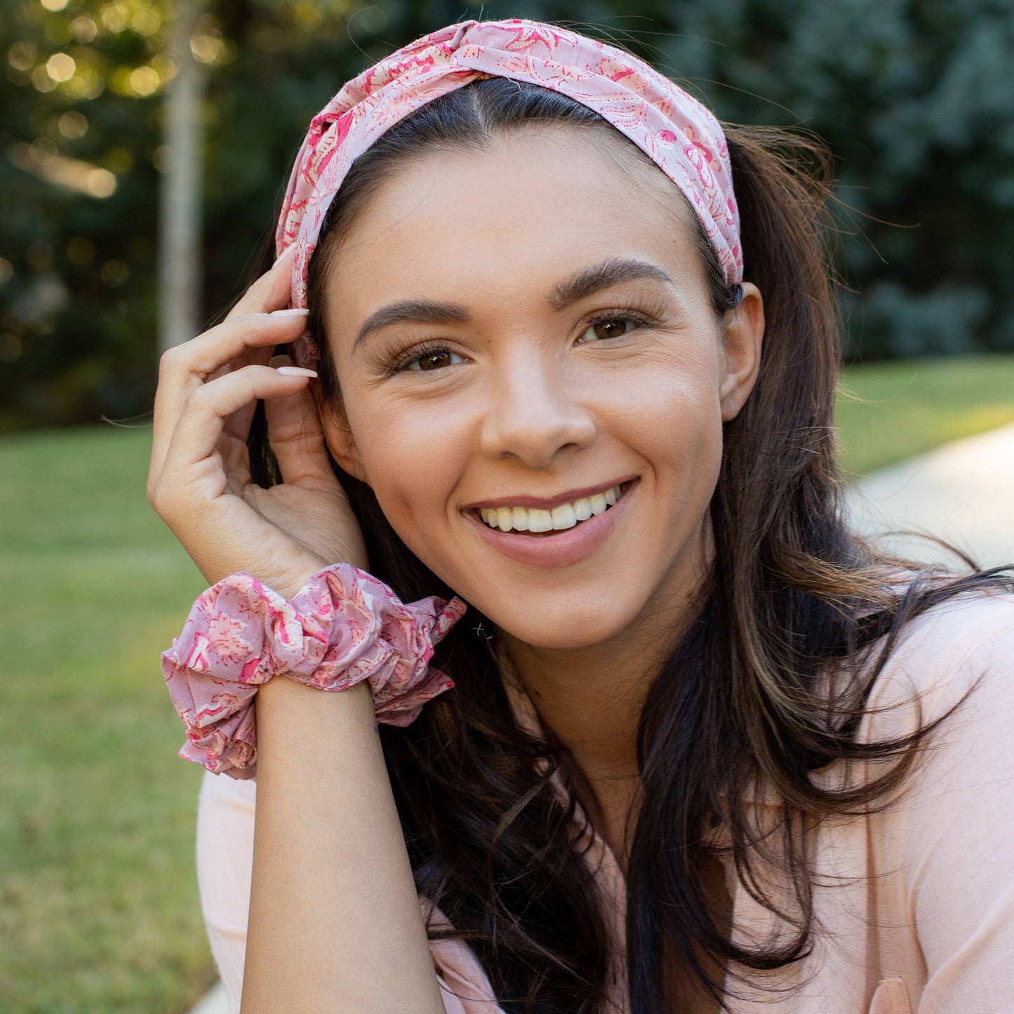 Block Printed Hair Accessories - Medium Scrunchies