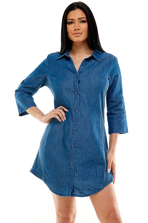 Chambray Mini Shirt Dress