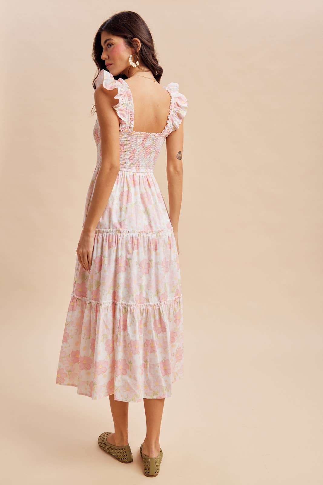 SMOCKED COTTON MAXI DRESS