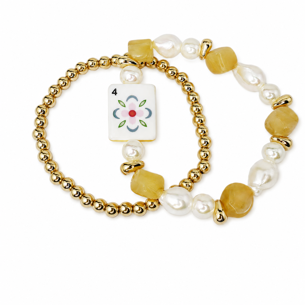 Ellison+Young Mahjong Tile Beaded Bracelet, 2-Piece Set