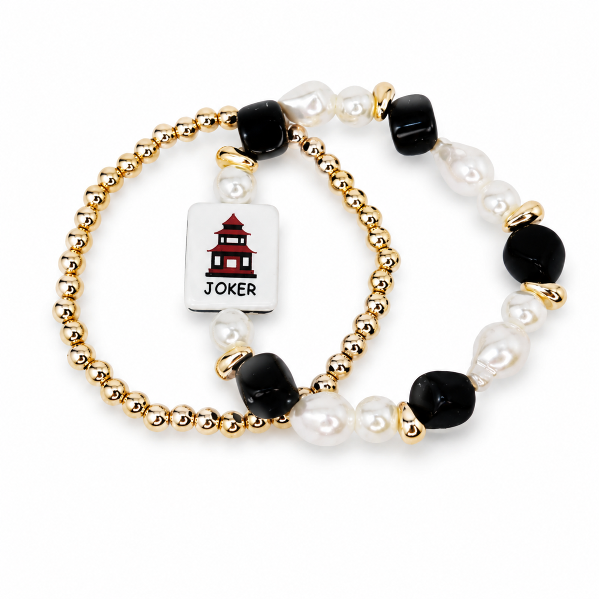 Ellison+Young Mahjong Tile Beaded Bracelet, 2-Piece Set