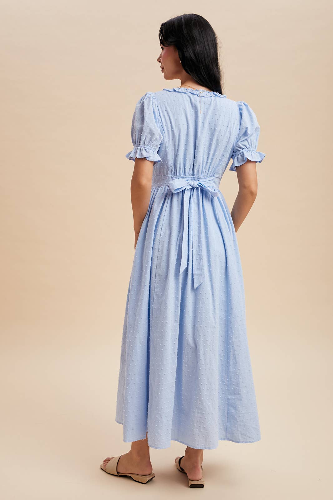 SWISS DOT BUTTON DOWN MAXI DRESS