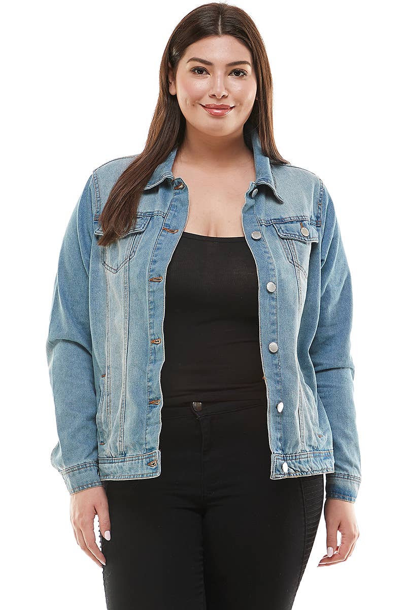 Womens Plus Size Original Trucker Denim Jacket