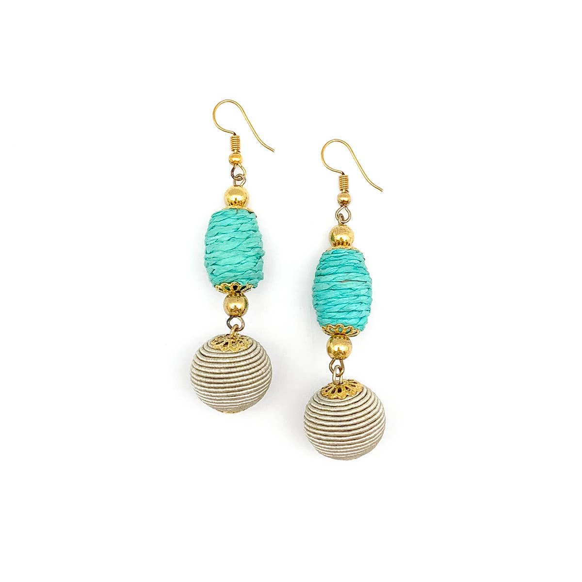 Sachi Turquoise Waters Earrings - Oval and Circle Beads