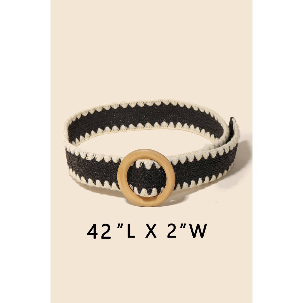 Wooden Round Buckle Braided Fashion Belt