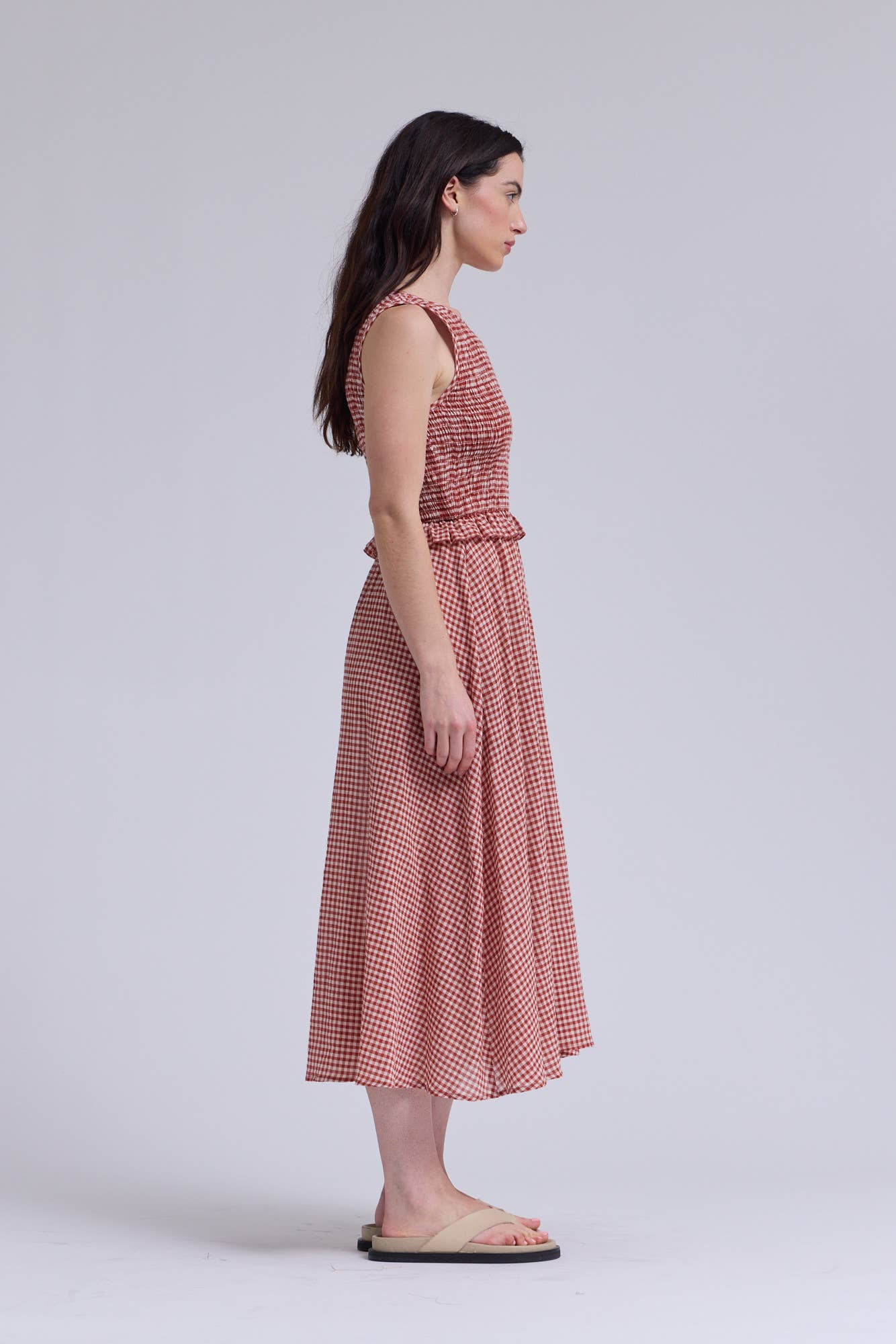 SLEEVELESS SMOCKING TOP DRESS