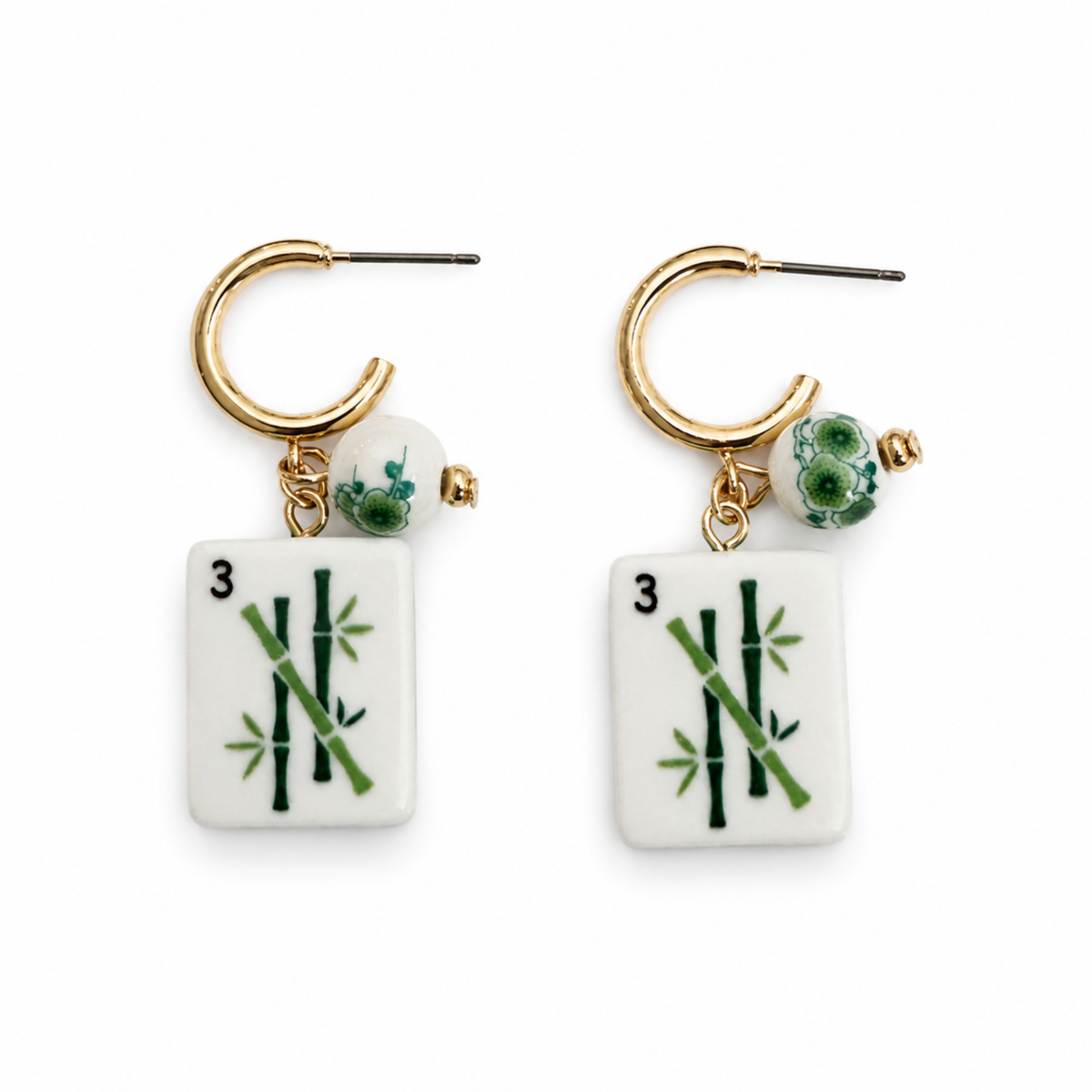 Ellison + Young Mahjong Tile Charm Hoop Earrings