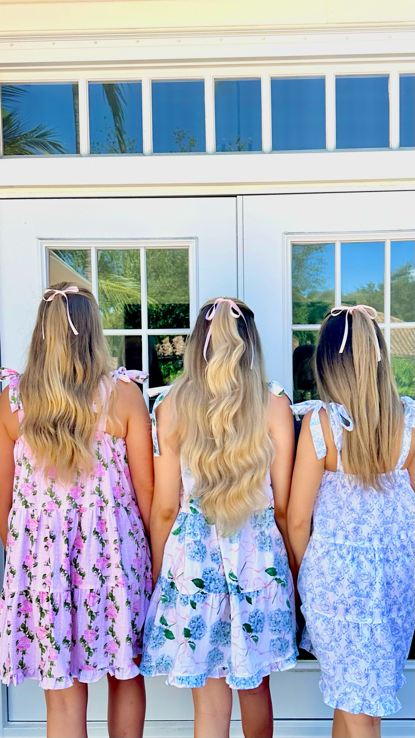 Hydrangea Ribbons Tie Top Ruffle Dress