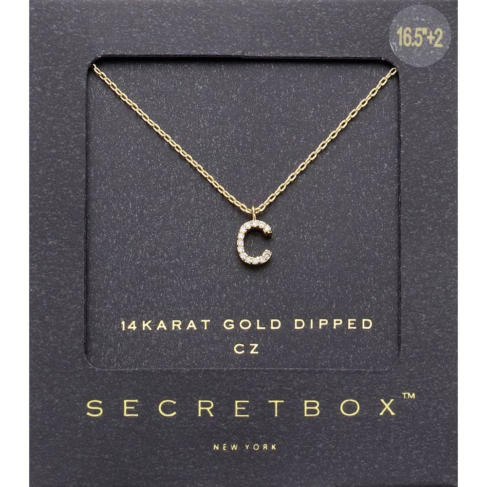 14K Gold Dipped CZ Initial Monogram Pendant