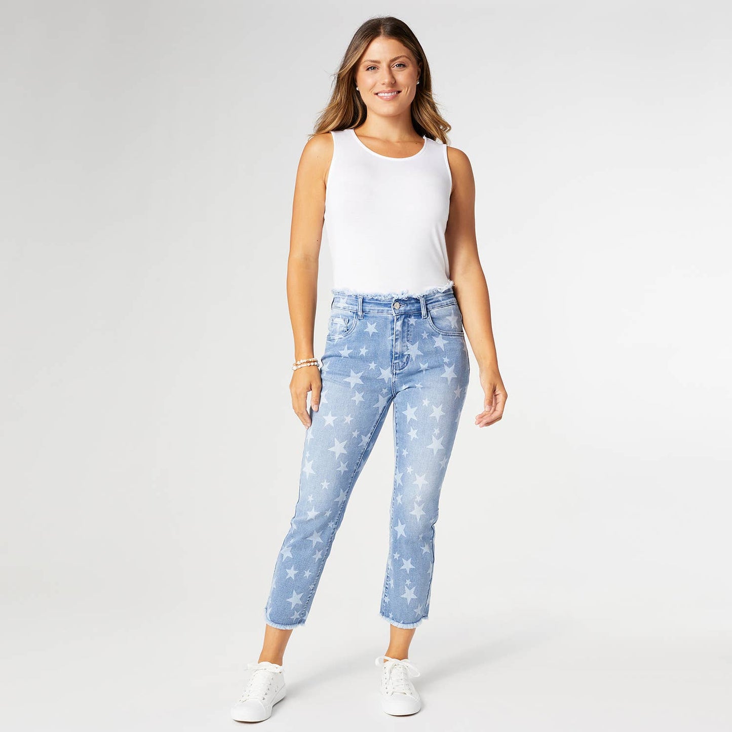 EverStretch Star Print Capri with Fringe