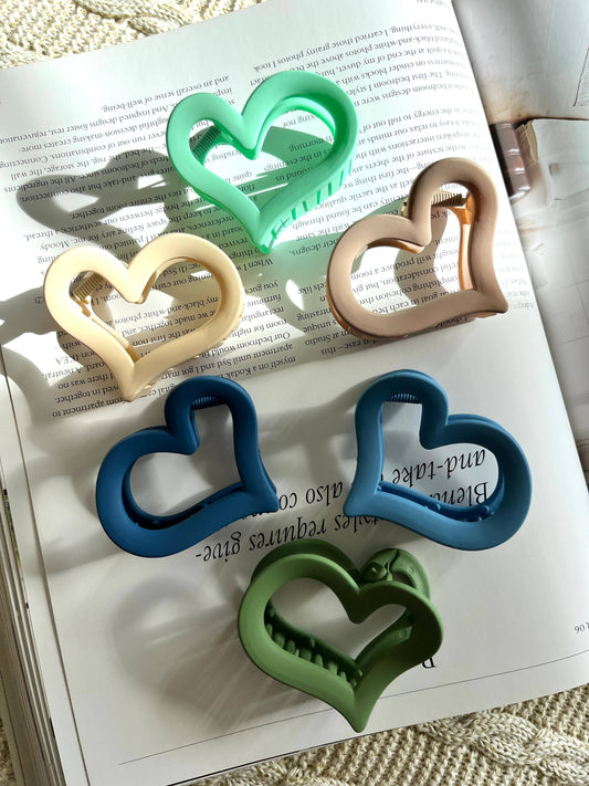 Medium Hair Claw Clips - Earth Tone Hearts