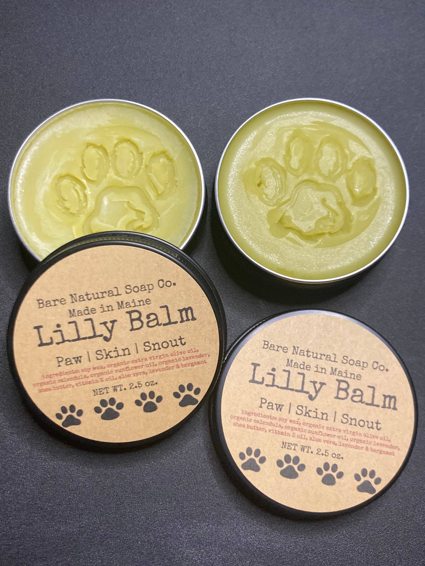 Organic Lilly Balm | 3 in 1 Paw, Skin, Snout | All-Natural 2.5oz. black tin