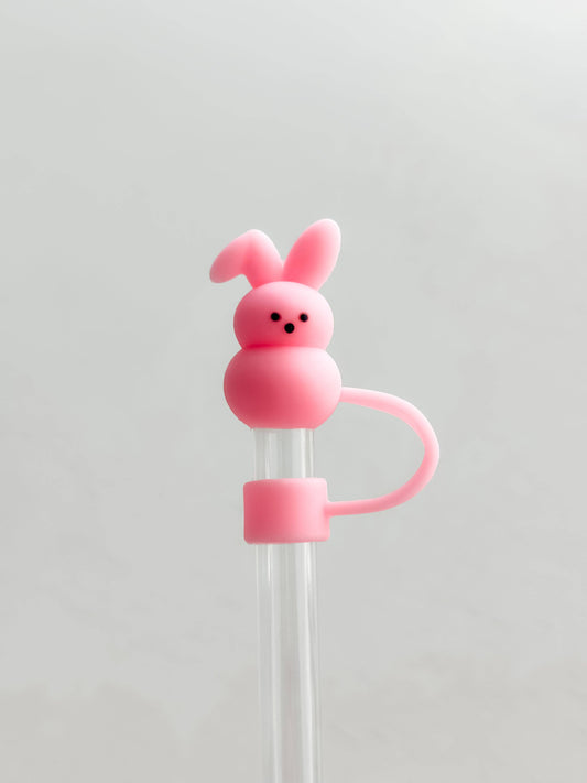 Straw Cover Pink Bunny
