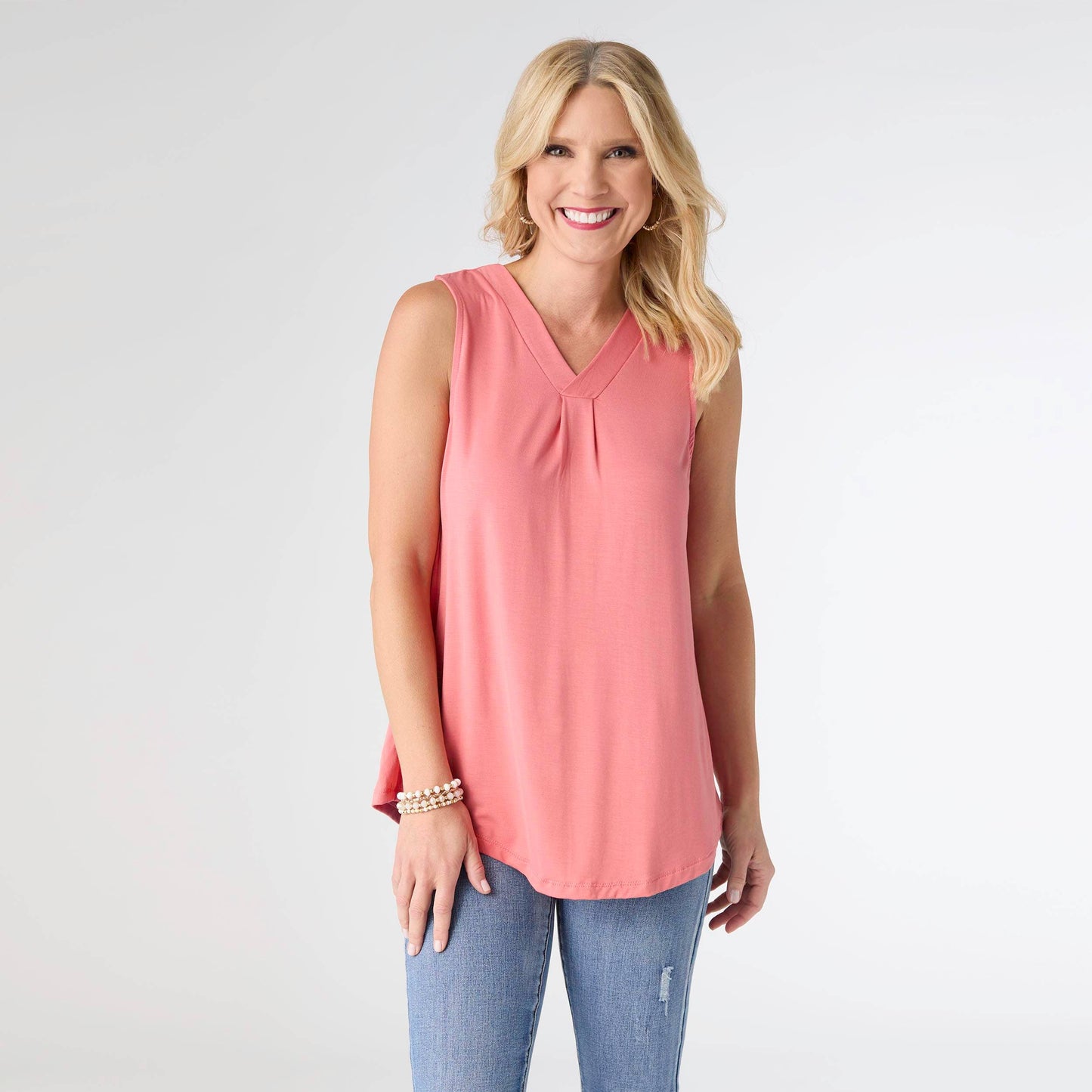 Erin Pleat Back V-Neck Tank
