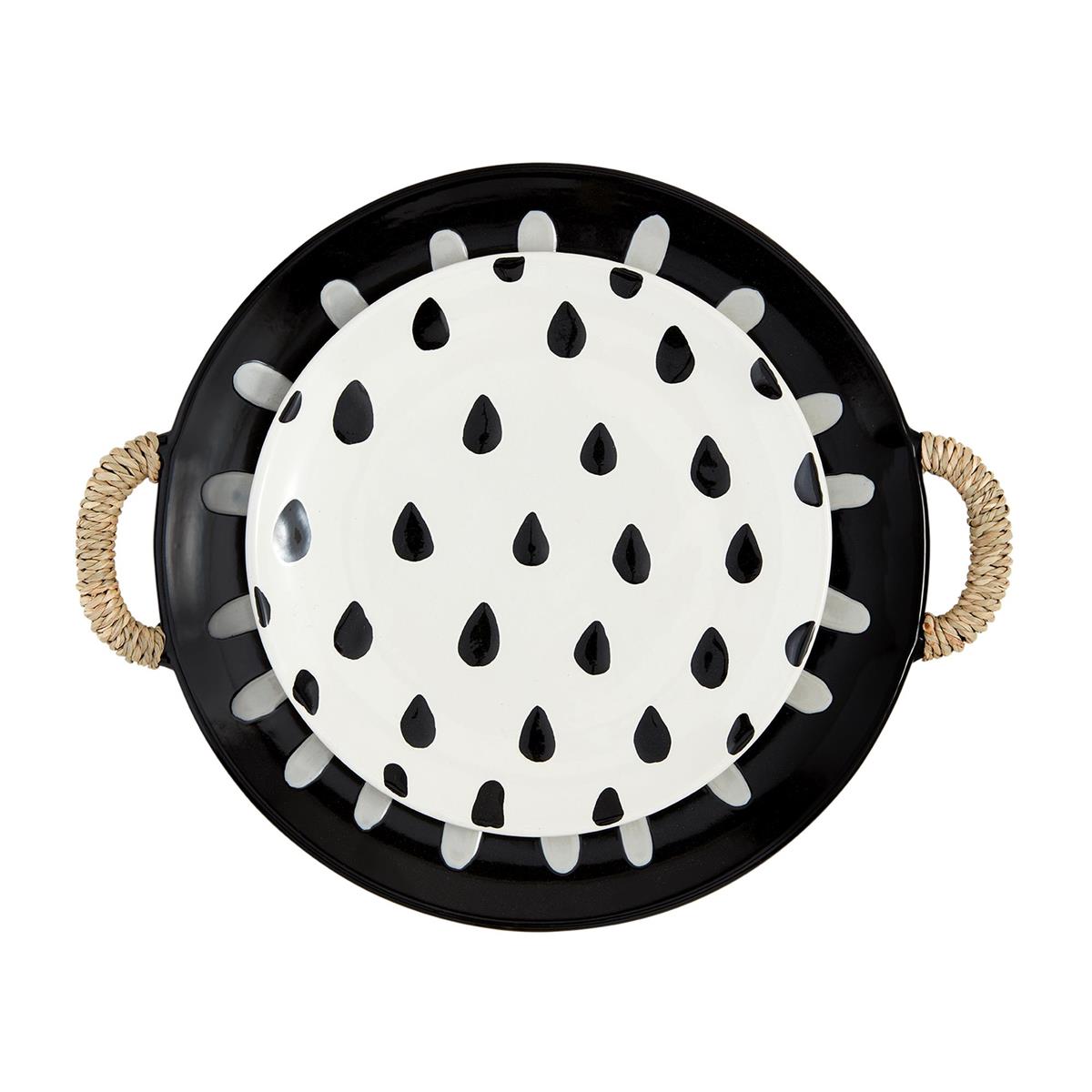 Mud Pie Black Patterned Platter Set