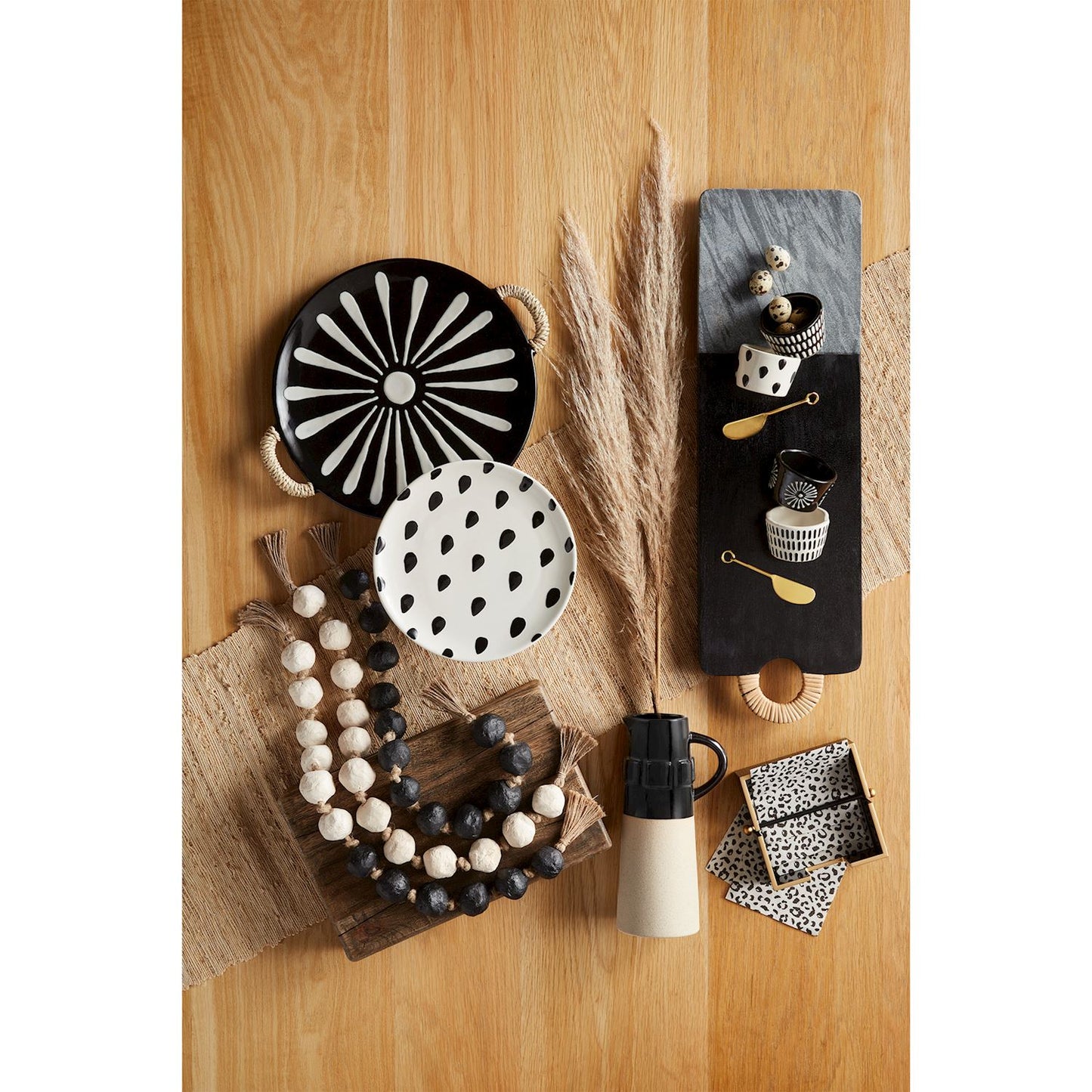 Mud Pie Black Patterned Platter Set
