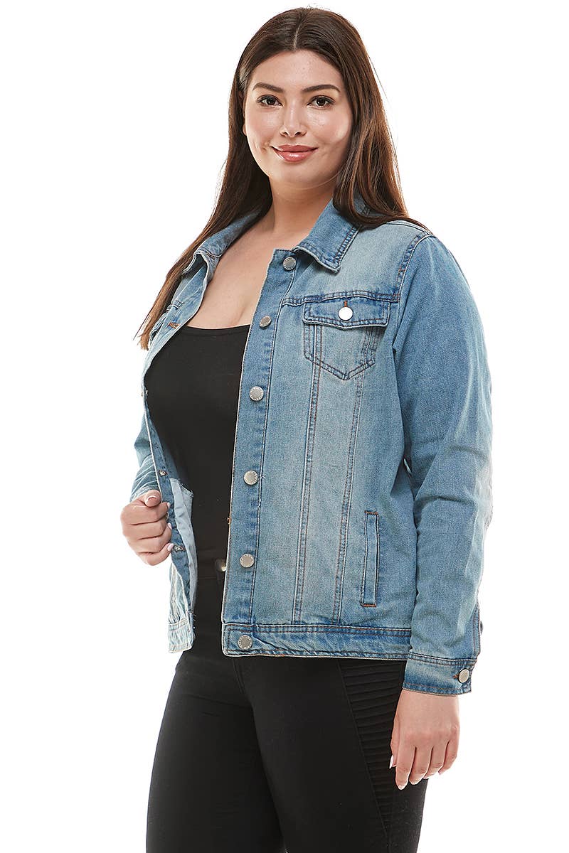 Womens Plus Size Original Trucker Denim Jacket