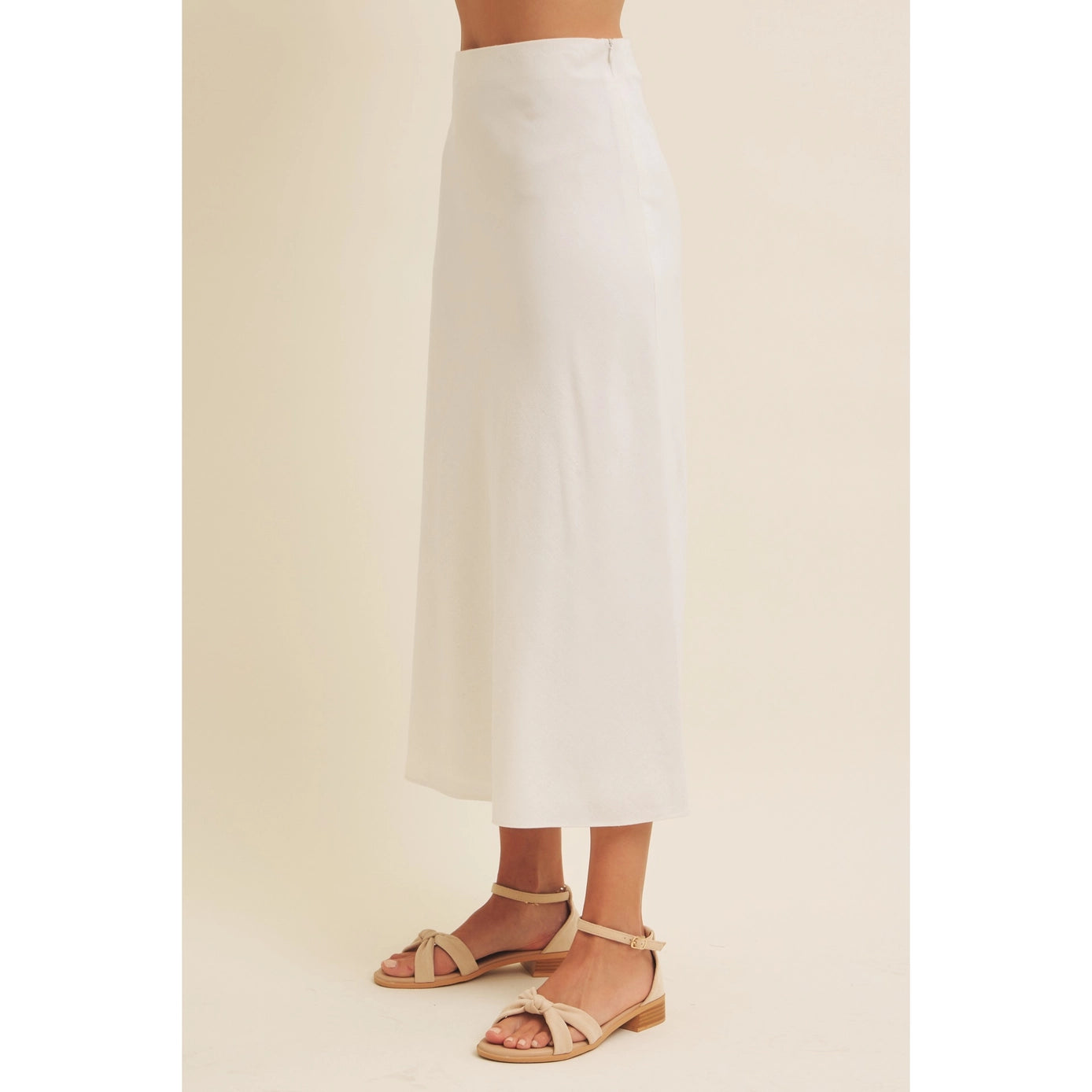 Classic Viscose Linen Blend Bias Cut Maxi Skirt