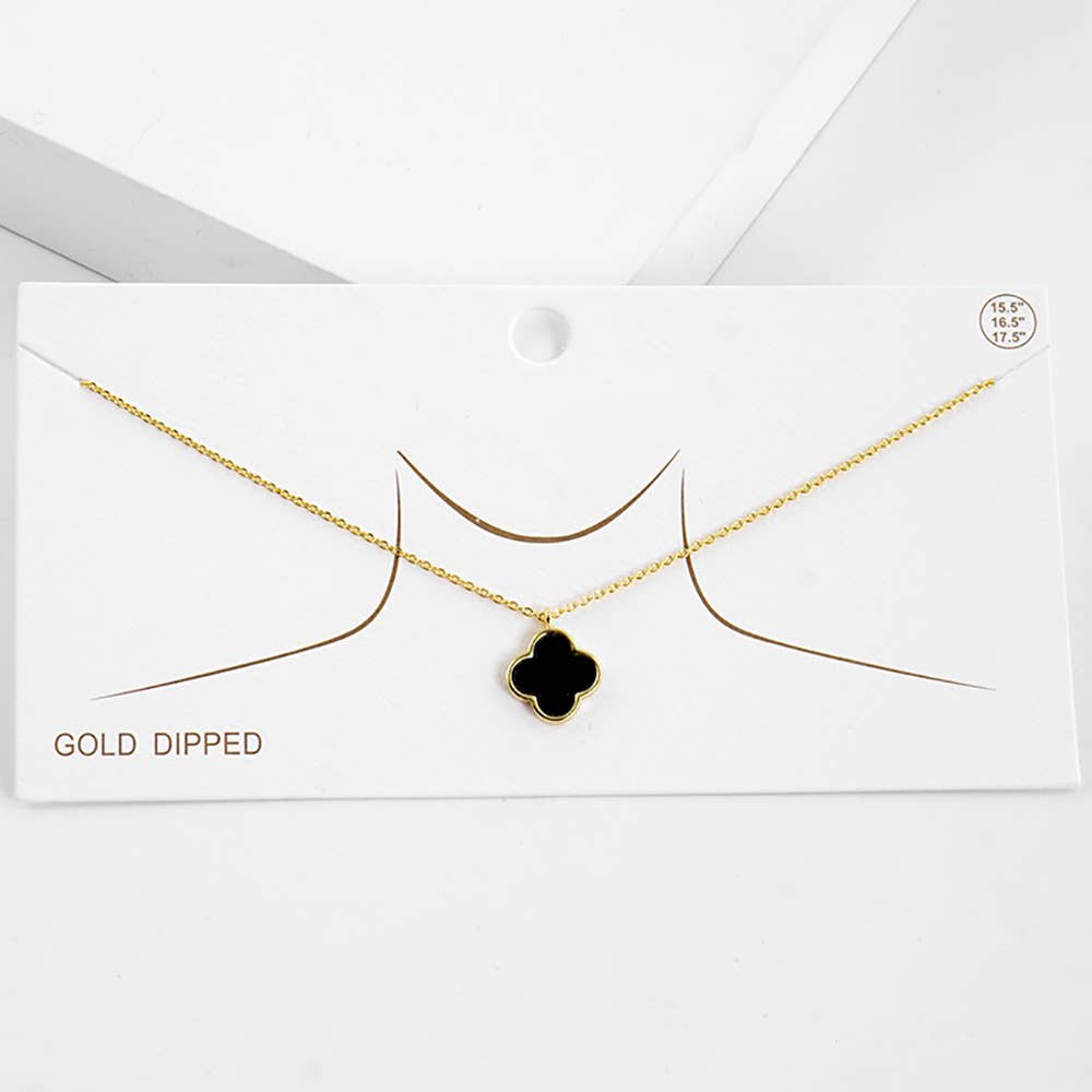 Gold Dipped Quatrefoil Pendant Necklace