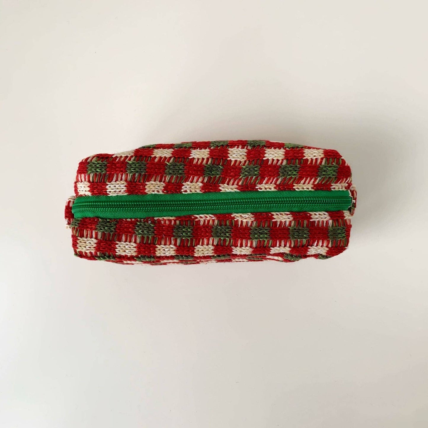 Christmas Color Block Knit Make Up Bag
