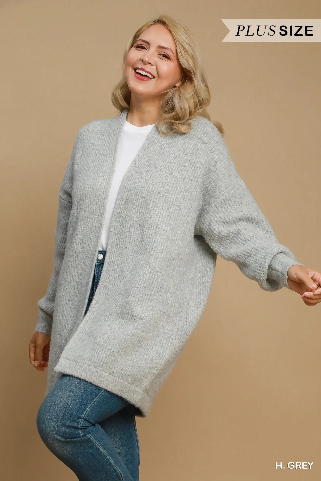 Umgee Wool Blend Open Front Cardigan
