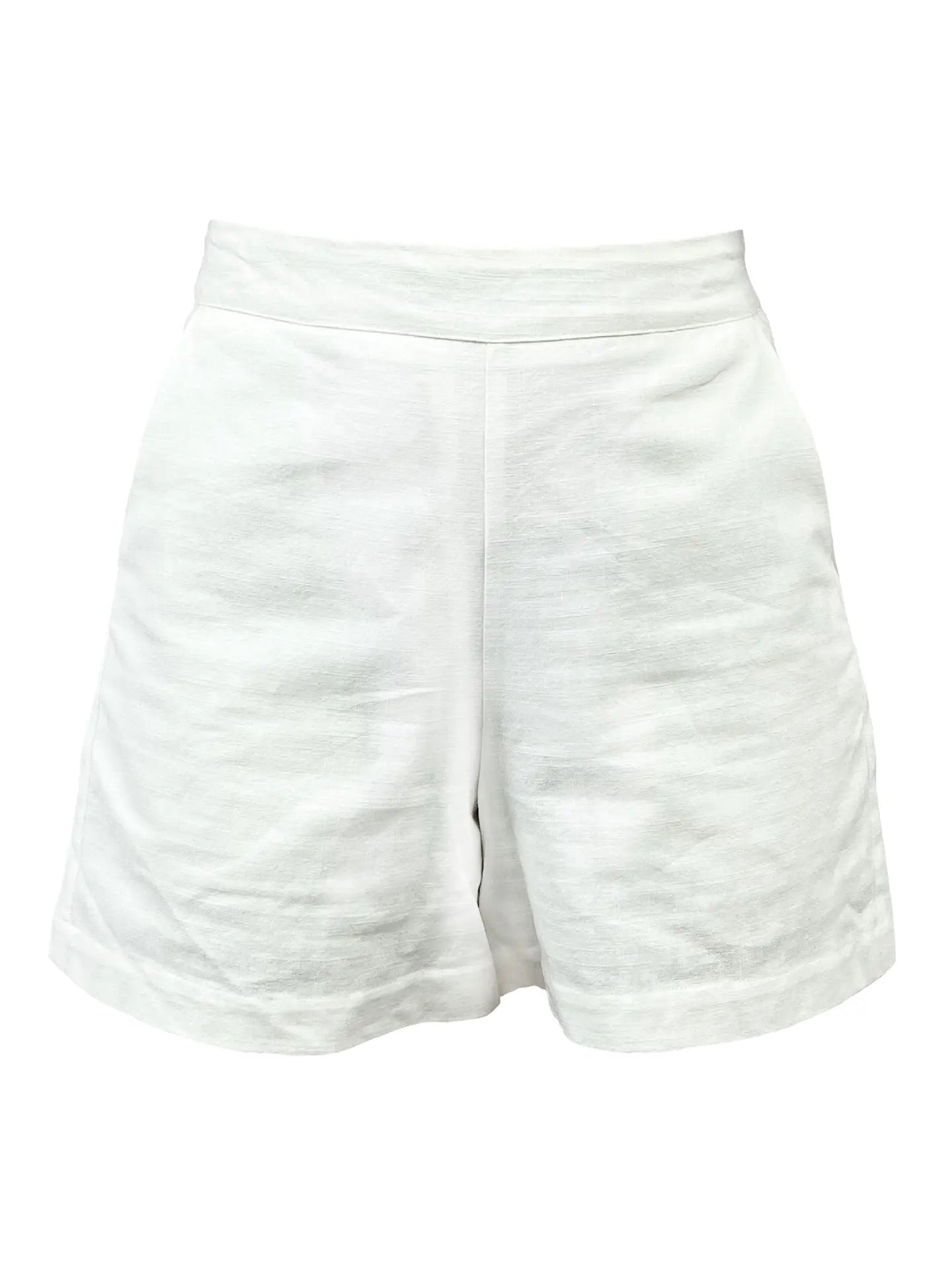 Breezy Palms White Linen Shorts