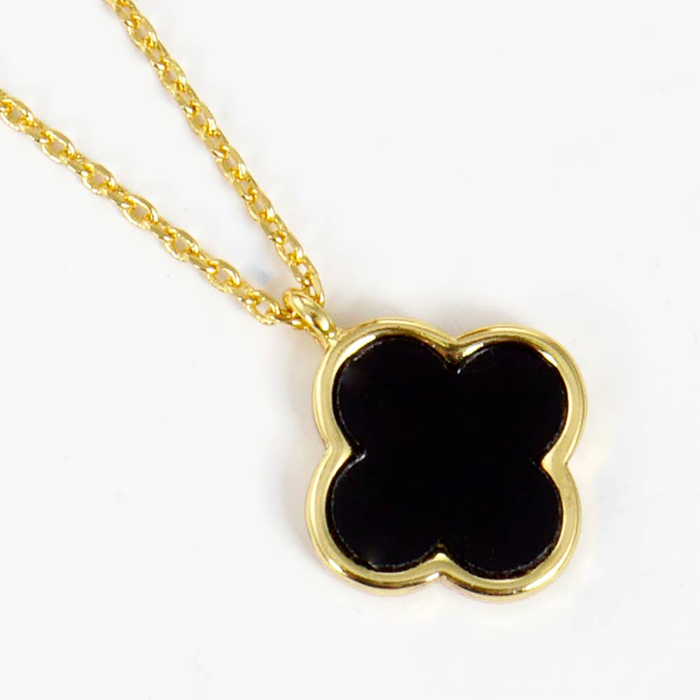 Gold Dipped Quatrefoil Pendant Necklace