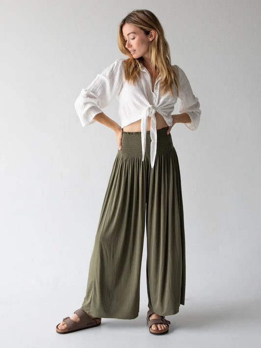 Natural Life Make A Move Knit Palazzo Pant-Olive