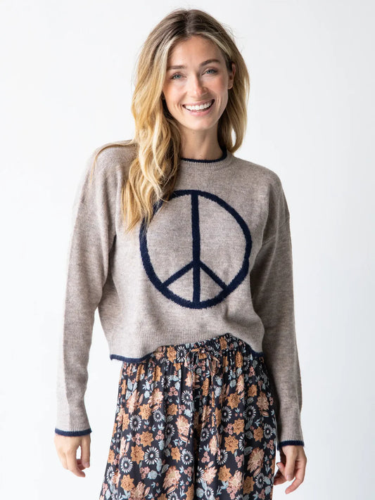 Natural Life Intarsia Icon Sweater-Cocoa Peace