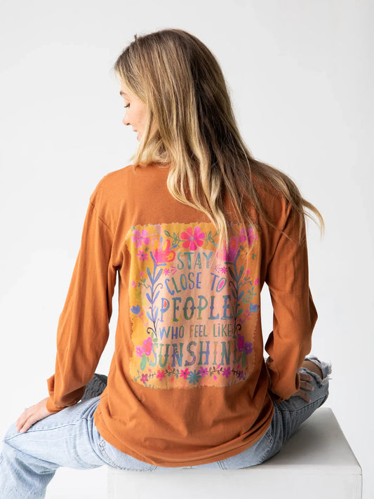 Natural Life Long Sleeve Cotton Comfy Tee Shirt-Stay Close