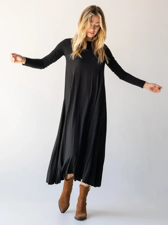 Natural Life Stevie "ButterSoft" Knit Maxi Dress-Black