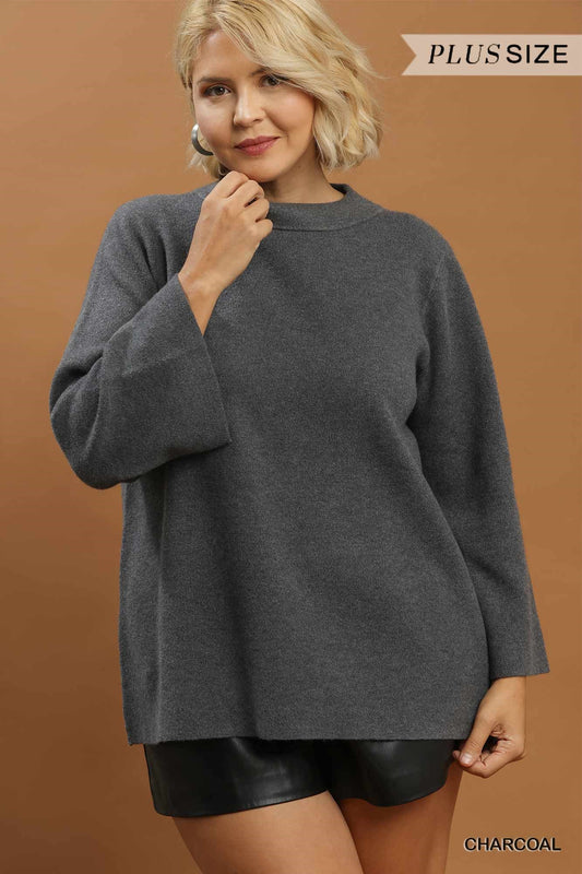 Mock Neck Fine Knit Sweater Top