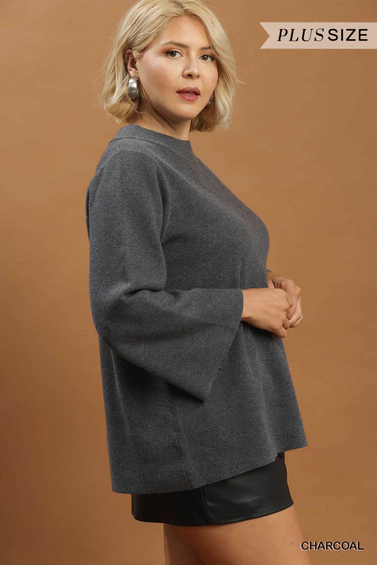 Mock Neck Fine Knit Sweater Top